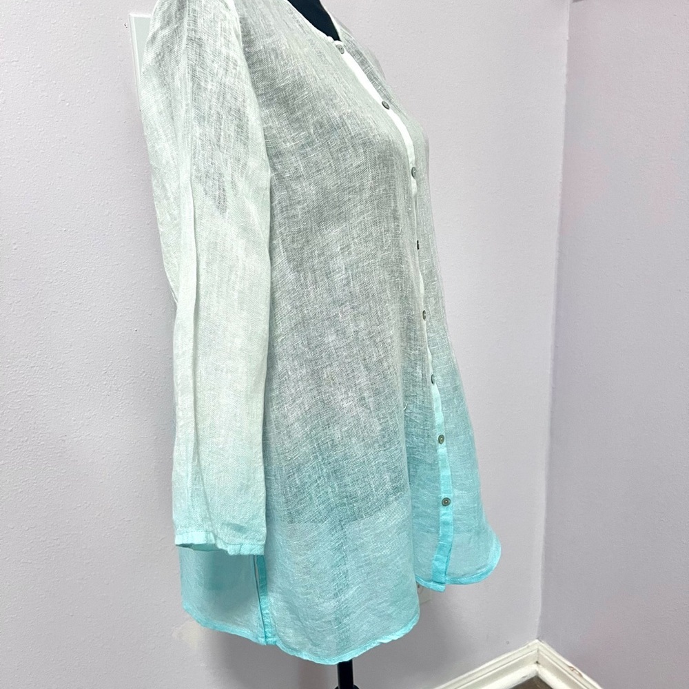 Eileen Fisher ombré linen button down Top‎ S - Picture 4 of 9